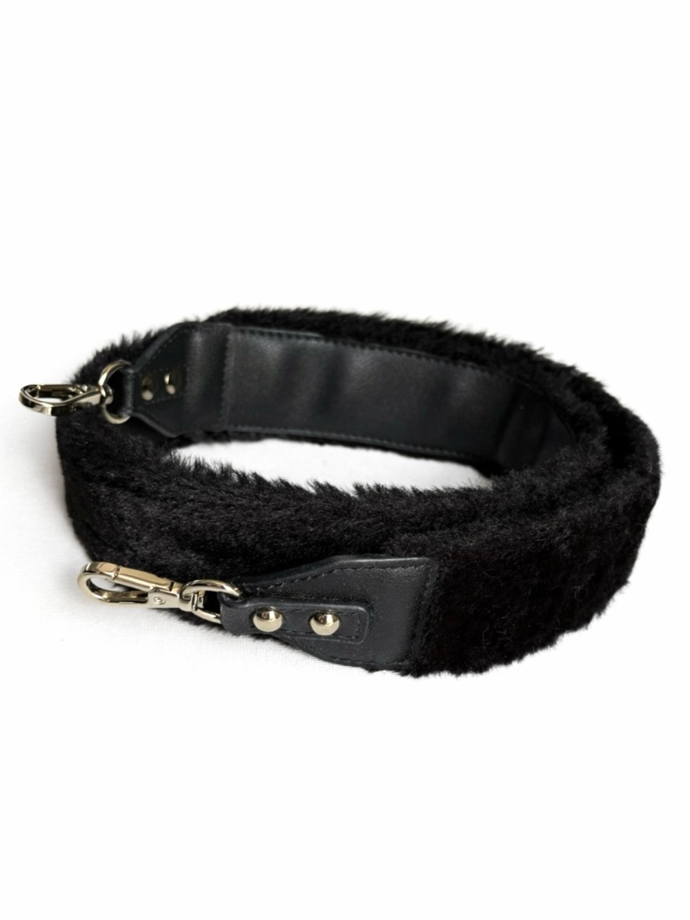 NWOT Black Faux Fur Plush Replacement Shoulder Bag Strap